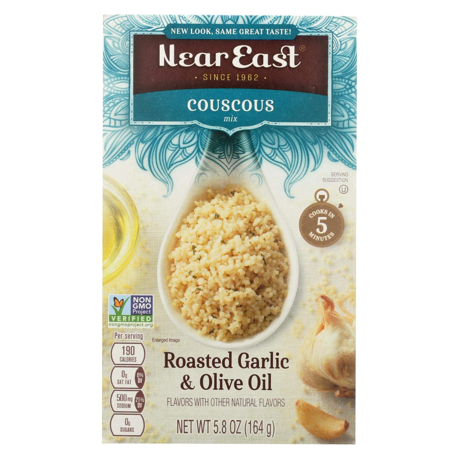Near East Roasted Garlic & Olive Oil Couscous, 5.8 oz (Pack of 12)