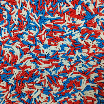 Senchanting Patriotic Red White and Blue Jimmies Sprinkles, Edible Sprinkle Mix, Birthday Jimmy Sprinkles Toppers for Decorating