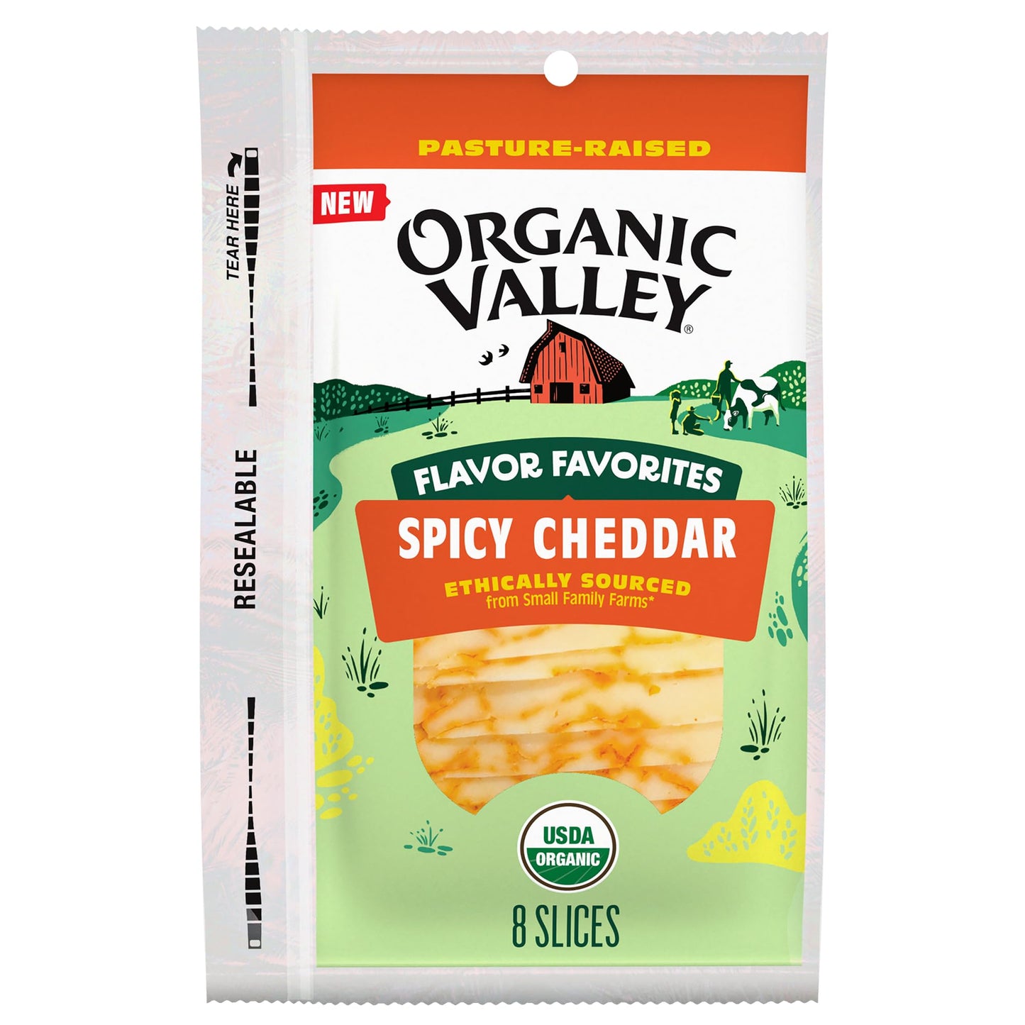 ORGANIC VALLEY Spicy Cheddar Sliced Cheese, Flavor Favorites, 6 oz