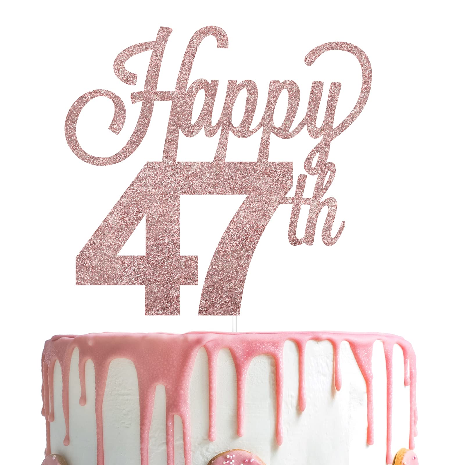 Lingteer Happy 47Th Birthday Cake Topper - Cheers To 47Th Birthday 47 Years Old Birthday Party Cake Decorations Sign.