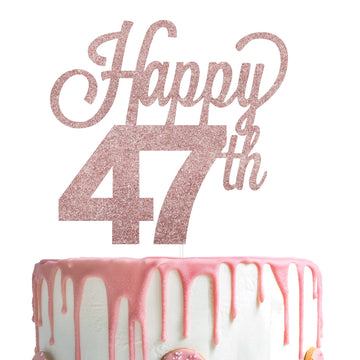 Lingteer Happy 47Th Birthday Cake Topper - Cheers To 47Th Birthday 47 Years Old Birthday Party Cake Decorations Sign.