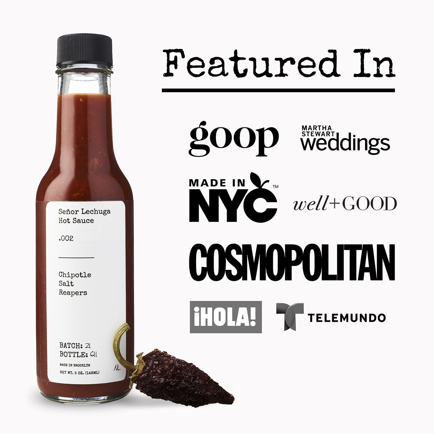 Seor Lechuga Hot Sauce - Hot Sauce Made From Carolina Reaper Peppers And Habanero Pepper - .002 Chipotle, Salt, Reaper