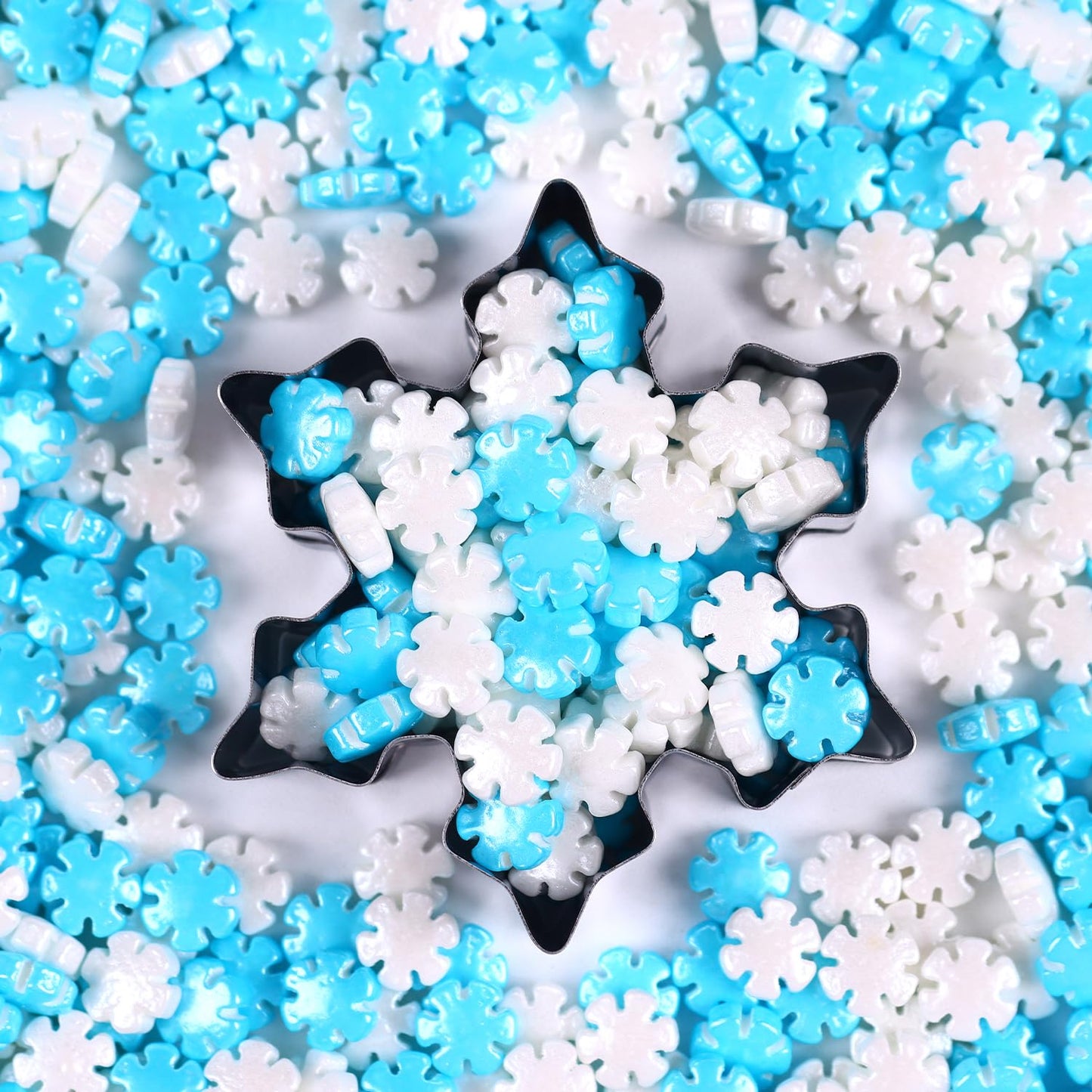 Snowflake Sprinkles Edible, Winter Sprinkles, Blue And White Snowflake Sprinkles, Frozen Sprinkles For Christmas Cookies, Cupcak