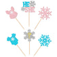 24 Pcs Snowflake Gender Reveal Cupcake Toppers Pink Blue Glitter He Or She Snowflake Cupcake Picks Boy Or Girl Cake Decorations