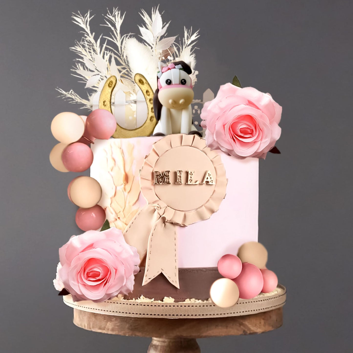 JeVenis Boho Horse Cake Decoration, Plastic Cowgirl Cake Topper, Small, White