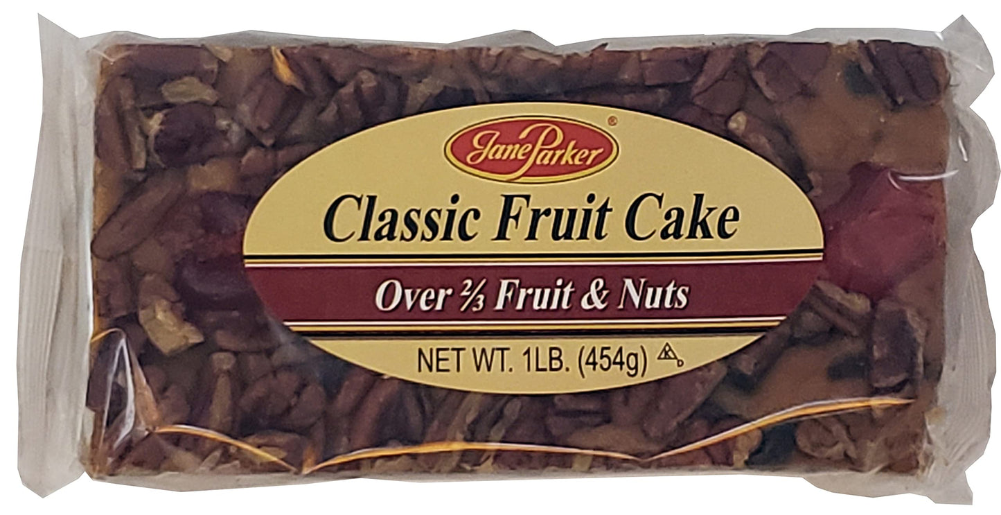 Jane Parker Fruitcake Classic Light Fruit Cake 1 pound (16 Ounce) Loaf in a Collectible Holiday Tin-Holiday Cake-Christmas Cake-