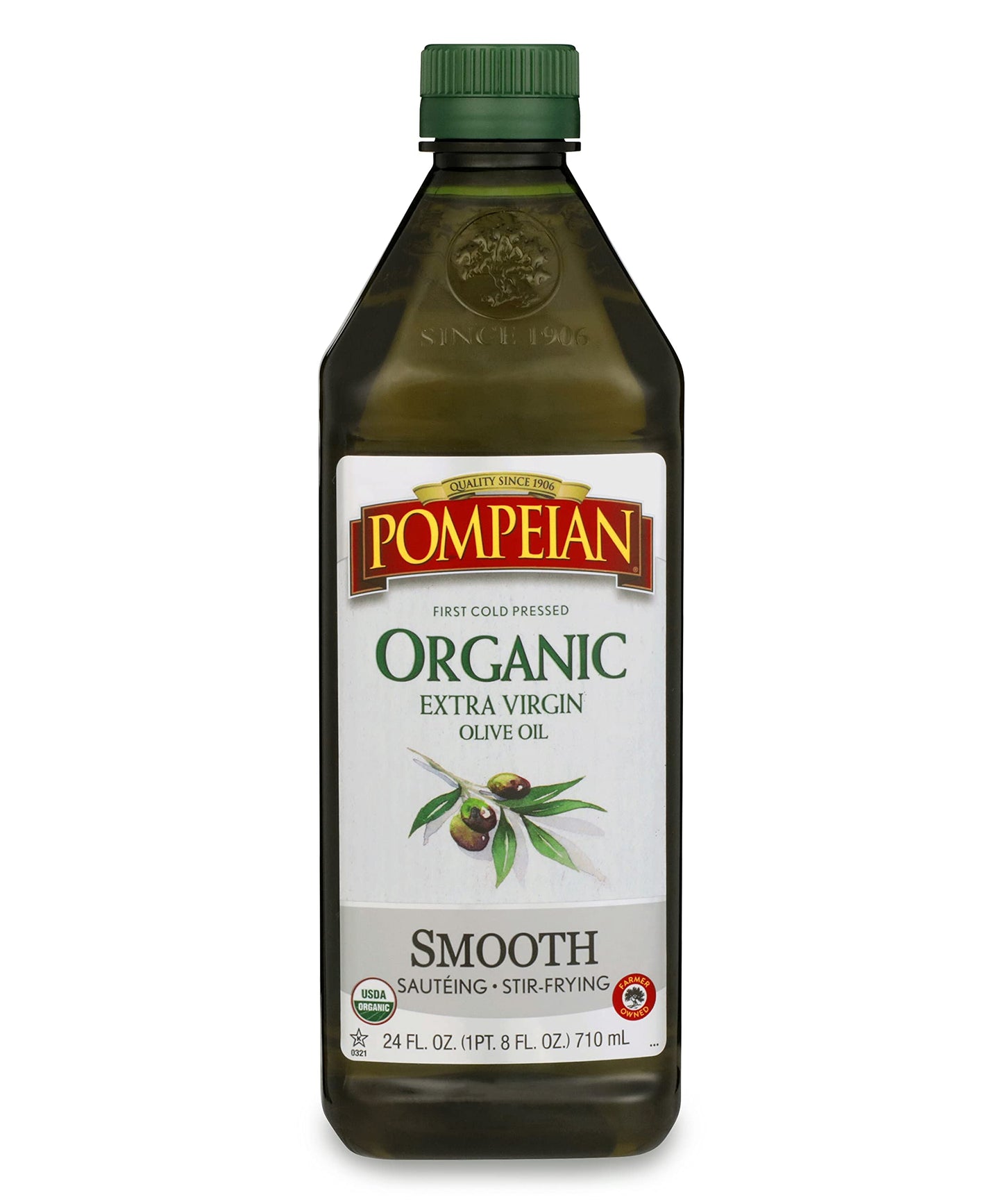 Pompeian USDA Organic Smooth Extra Virgin Olive Oil, First Cold Pressed, Smooth, Delicate Flavor, Perfect for Saut  ing & Stir-F