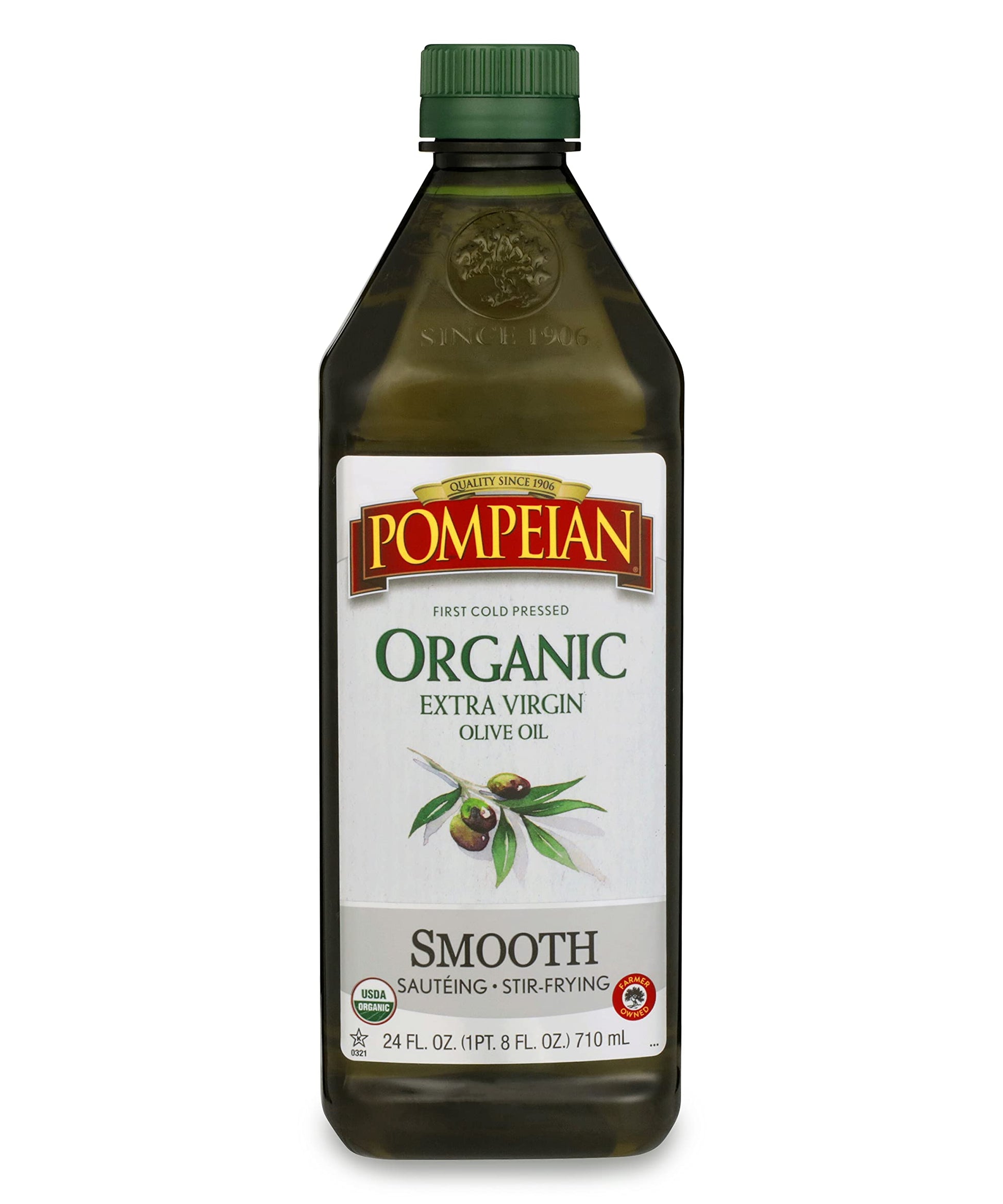 Pompeian USDA Organic Smooth Extra Virgin Olive Oil, First Cold Pressed, Smooth, Delicate Flavor, Perfect for Saut  ing & Stir-F