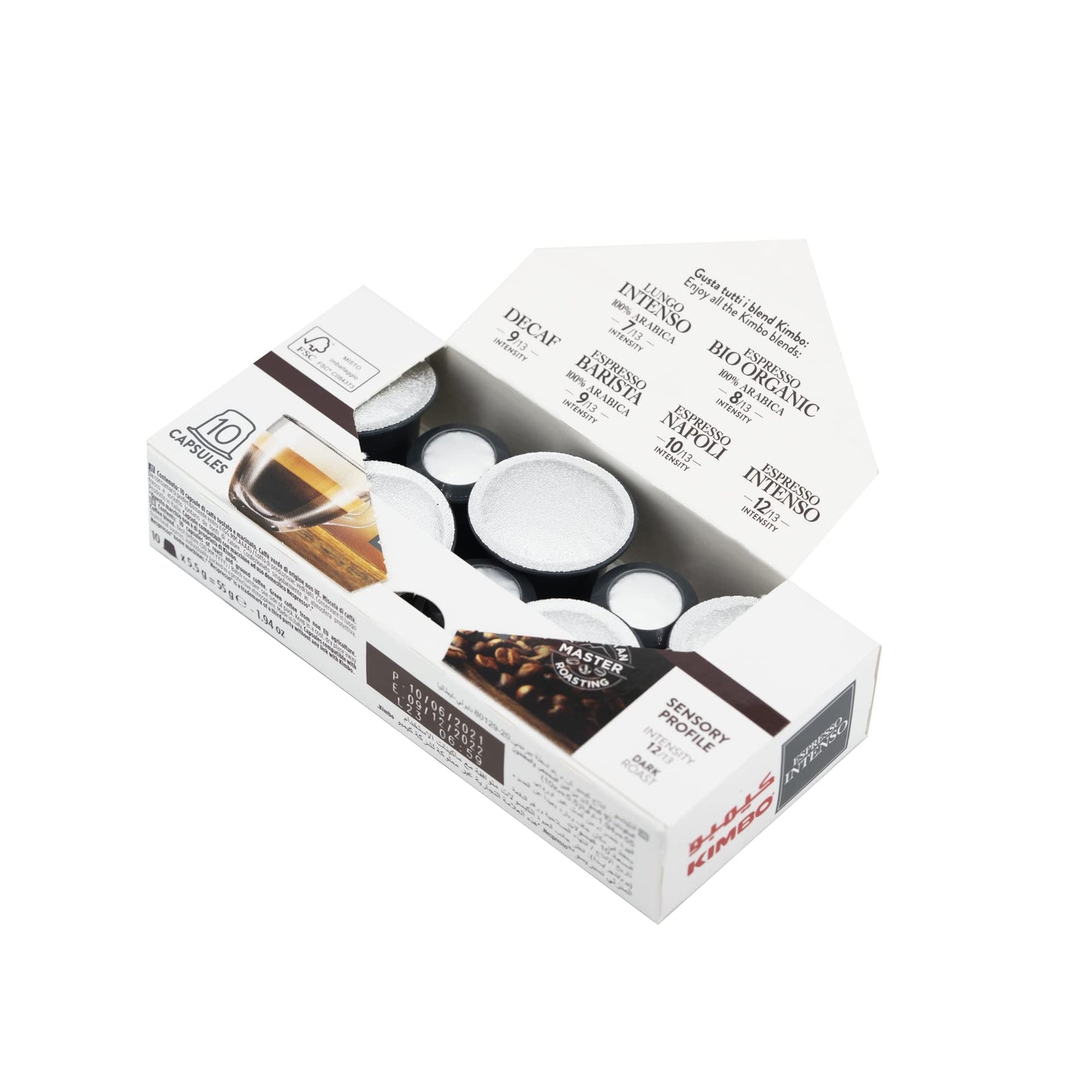 Kimbo Espresso Intenso Dark Roast Coffee compact pieces - Dark Chocolate Flavor - 10 Count - Compatible with Single Serve Machines