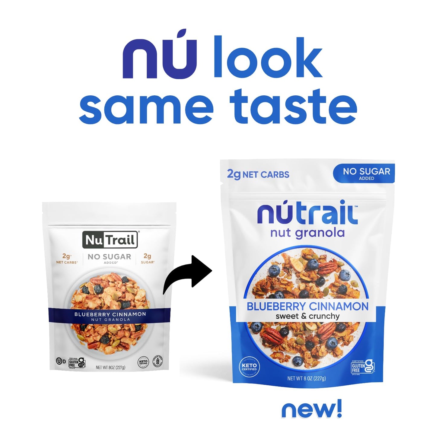 NuTrail Blueberry Cinnamon Nut Granola Cereal, No Sugar Added, Gluten Free, Keto, Low Carb, 8 oz (Pack of 3)