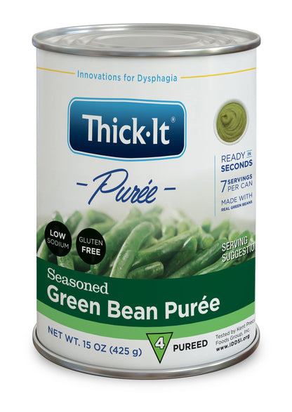 Thick-It Pureed Seasoned Green Beans (IDDSI), Made with Real Green Beans, Low Sodium & Gluten-Free, Digestible Swallowing Aid, 1