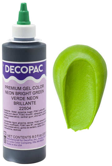 Decopac Premium Gel Food Color, Edible Coloring For Use With Buttercream Or Whipped Icing, Fondant & Piping Gel, Highly Concentrated Gel, 8Oz - Neon Bright Green