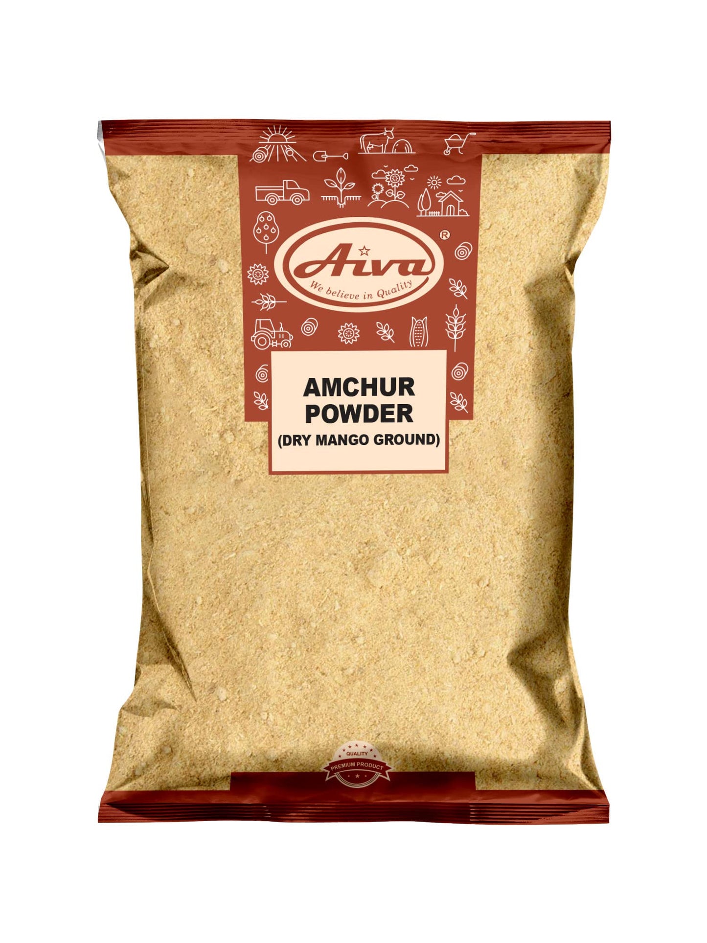 Aiva Amchur ( Dried Mango) Ground  Powder Spice  All Natural Indian Origin  No Color  Vegan  Non-Gmo  No Salt Or Fillers (2 Poun
