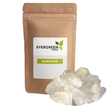 Evergreen Herbs Piedra Alumbre Alum Stone 8 Oz. - Phitkari Crystal Stone Of Alumbre, Piedre Alum, Alum Rock, Fitkari - Resealabl