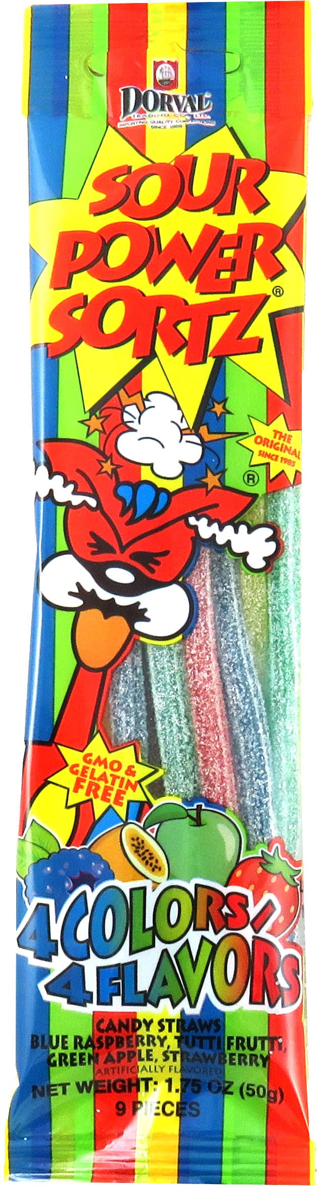 Sour Power Sortz Candy Straws, Sour Power Sortz Assorted, 1.75 Oz (Pack Of 24)