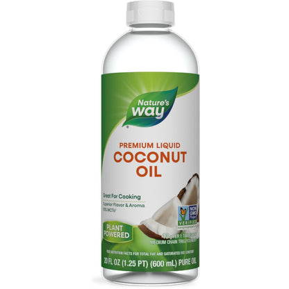 Natures Way Liquid Coconut Oil, Superior Flavor and Aroma, Hexane Free, Stays Liquid, Non-GMO Project Verified, 20 Fl Oz (Packa