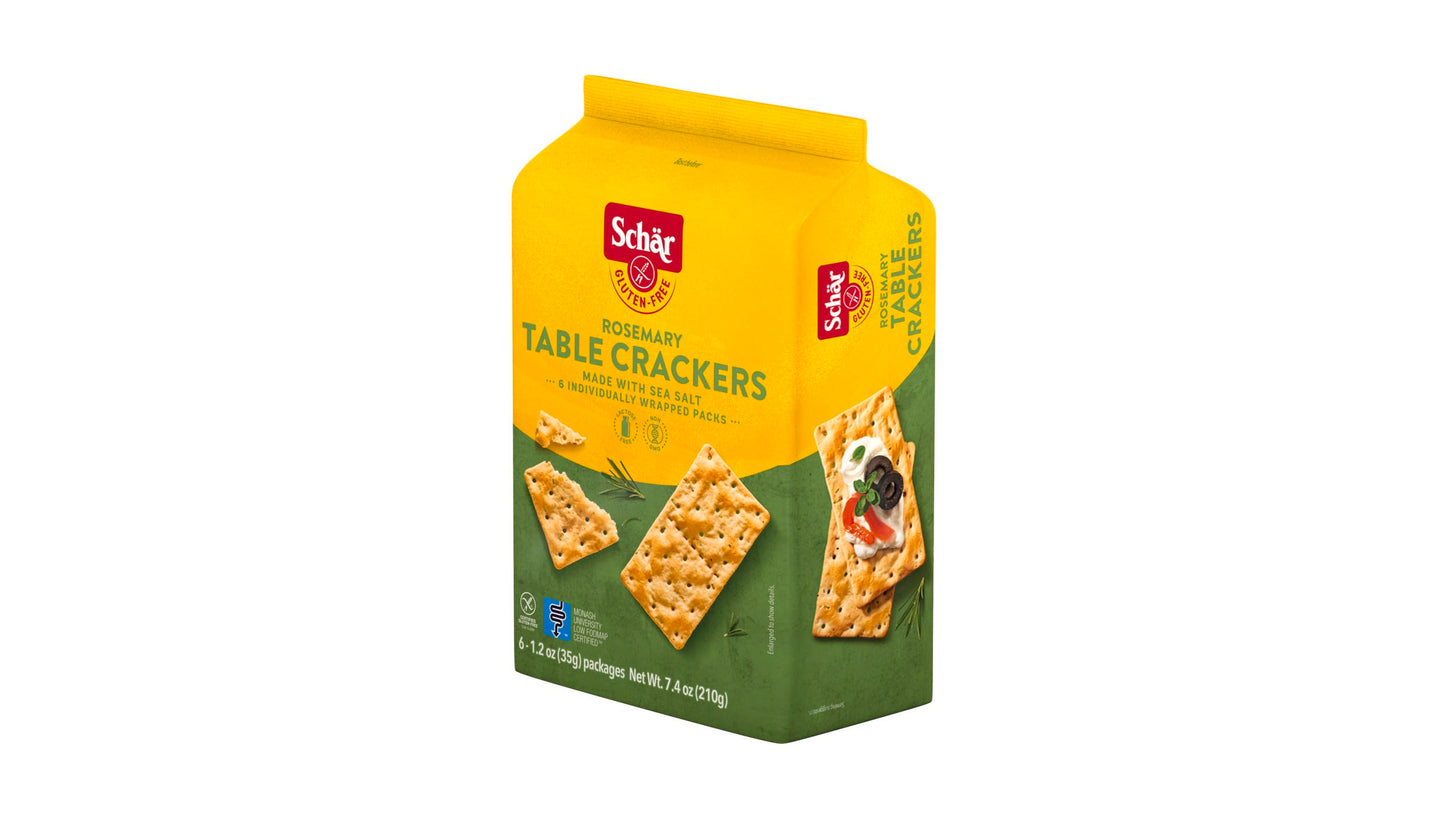 Schar Rosemary Table Crackers 5-Pack - Gluten-Free, Lactose-Free, Non-GMO Crisp Crackers with Savory Rosemary Flavor - Portable