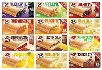 JJ s Bakery Snack Pie Variety Pack - Fresh Baked Fruit Pies Apple, Cherry, Chocolate, Lemon, Peach, Pie Crust Nut-Free Individu