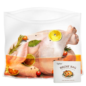 Turkey Brining Bags Set Of 2-26''  22'' Extra Large Brine Bag Holds Up To 35Lb- Double Zippers Seal Brine Bags With 2 Cotton Str
