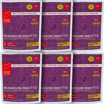 Good To-Go Mushroom Risotto (6-Pack Of Single Servings) |Camping & Backpacking Food | Just Add Water Backpacking Meals | Good To-Go Dehydrated Meals Taste Better Than Freeze Dried Food