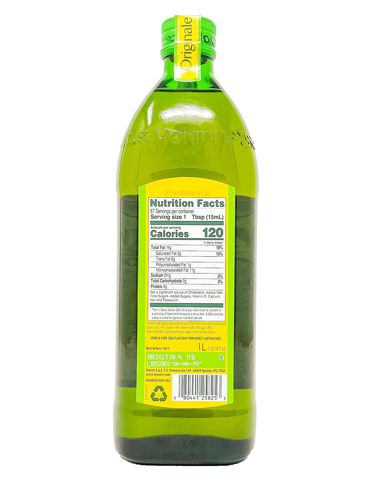 Monini Extra Virgin Olive Oil, 33.8 oz, 100% Pure, Cold Pressed, Italian Olive Oil