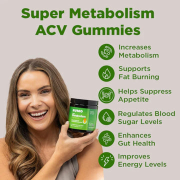 Numo Apple Cider Vinegar Gummies with Probiotics, Folic Acid, MCT Oil, Vitamin B12 - 60 Count, Pomegranate Flavor
