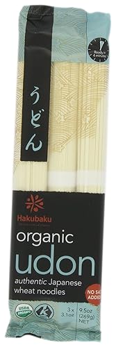 Hakubaku Organic Udon, Authentic Japanese Wheat Noodles, No Added Salt, 9.5 Ounce (Pack Of 8)