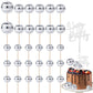 PEUTIER 31pcs Disco Ball Cupcake Toppers, Silver, Foam, Includes Acrylic Happy Birthday Sign, Various Sizes