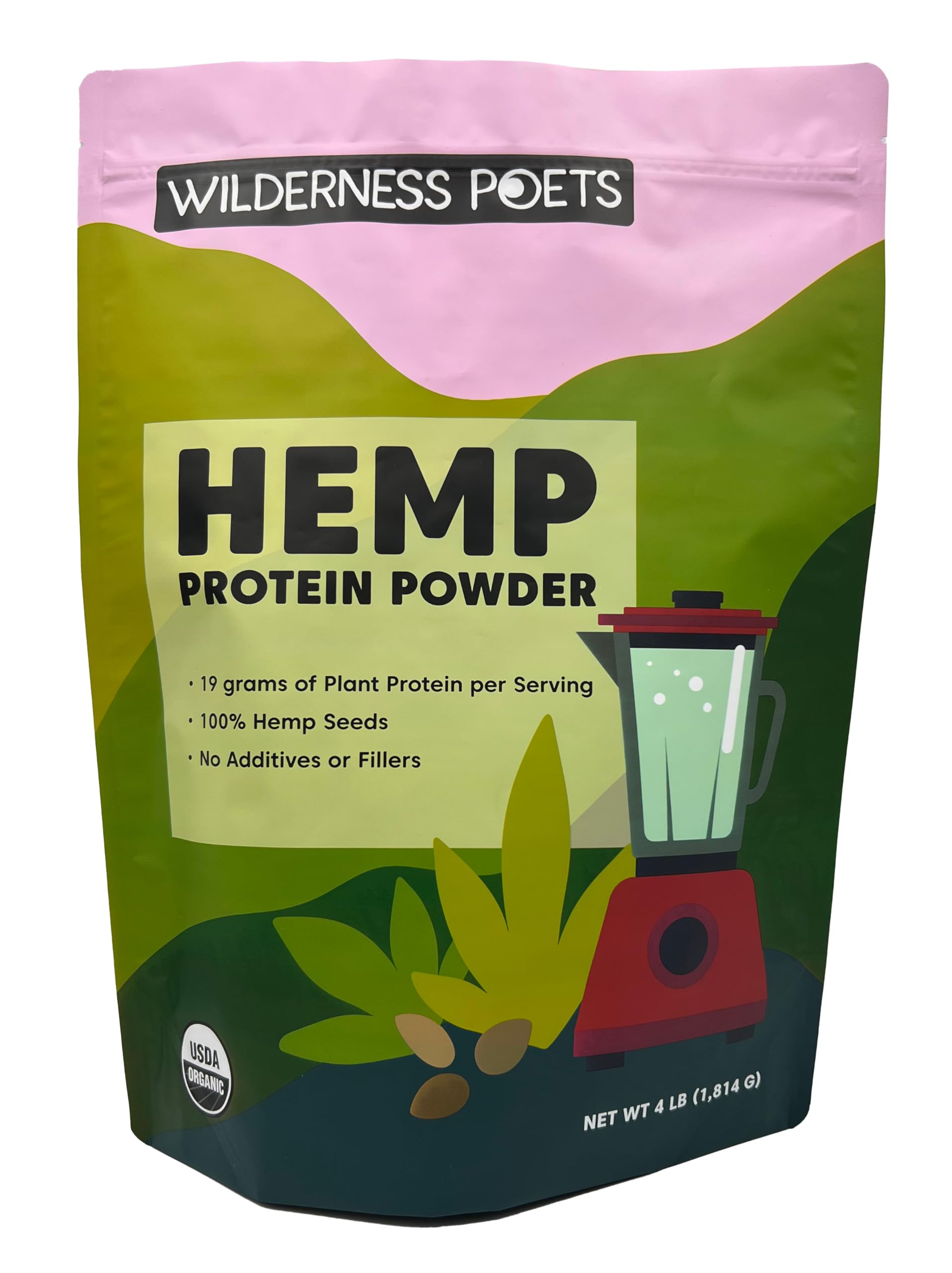 Wilderness Poets, Cold Pressed Organic Hemp Protein Powder (64 Ounce - 4 Pound)