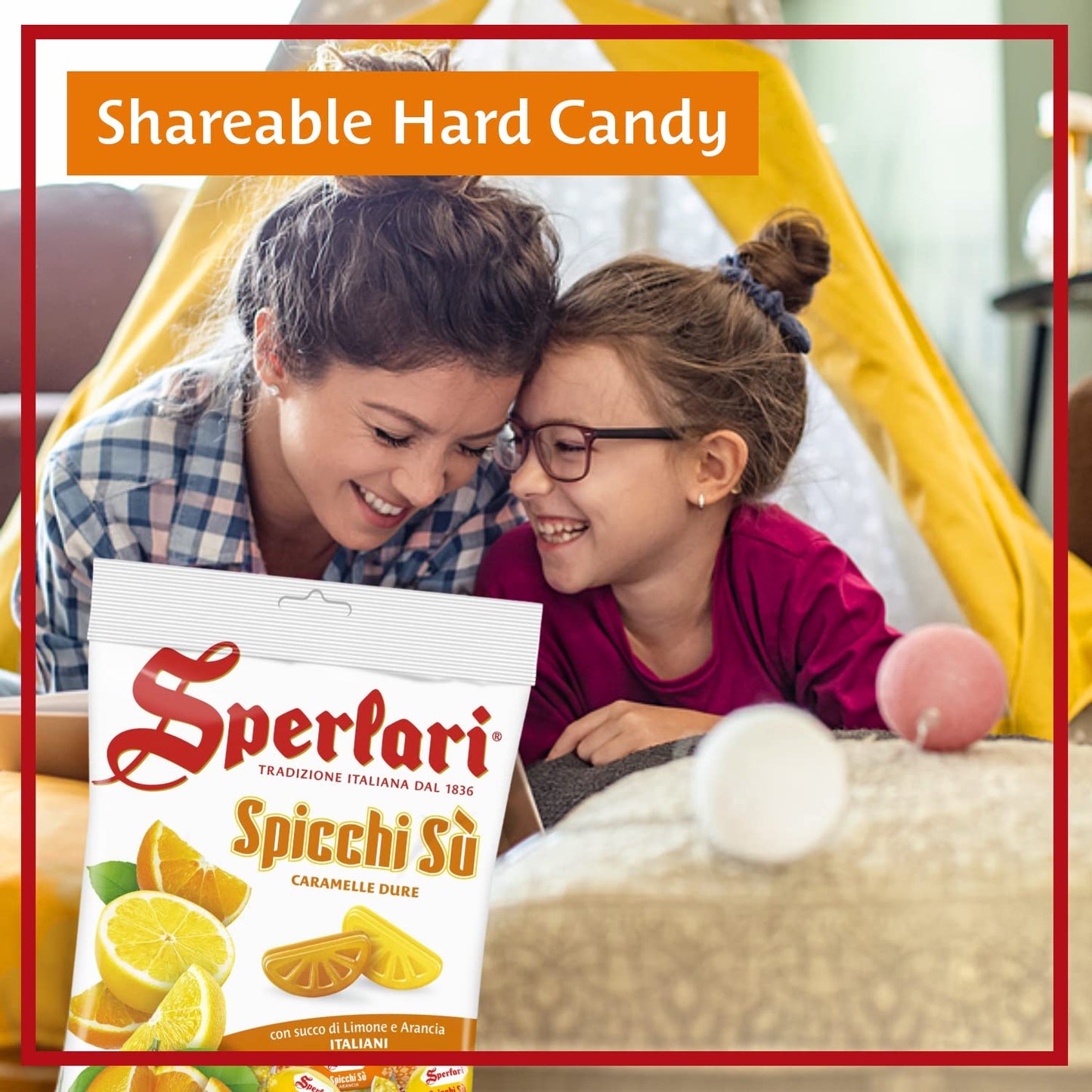 Sperlari Spicchi Su Citrus Orange & Lemon Wedges Hard Candy Bag, Individually Wrapped Italian Sweets, 500 Gr / 17.6 Ounce Bag (1