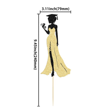 1Pc 2024 Graduation Cake Topper With Glitter Grad Cap Diploma High Heel Girl Graduation Cake Pick 2024 Senior Graduation Cake De