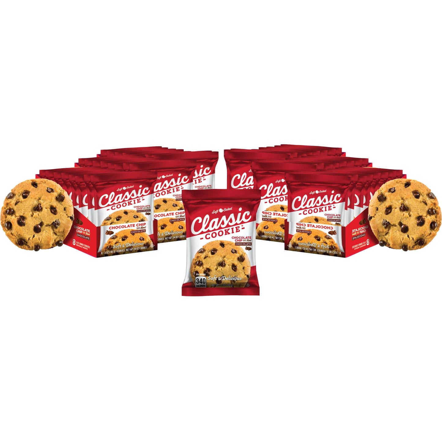Classic Cookie Soft Baked Chocolate Chip Cookies  6 Boxes  48 Individually Wrapped Cookies