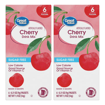 Drink Mix Bundle - 2 Pitcher Size Boxes With 6 Pitcher Packets Per Box - Low Calorie Flavorful Water Powder (2 Container Bundle, Cherry)