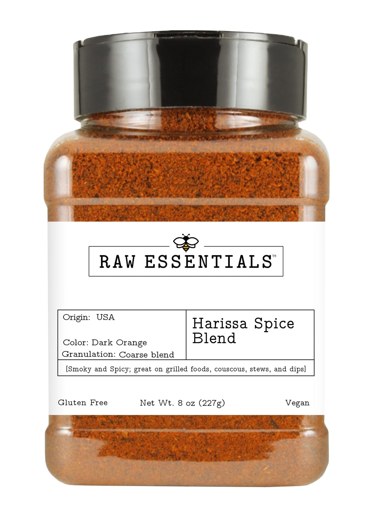 Raw Essentials Harissa Spice Blend - Moroccan Style Smoky Sweet Chili Seasoning - Great on Grilled Foods, Couscous, Stews and Di