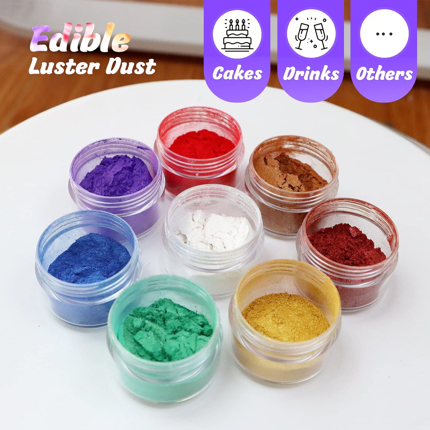 SIMEKKO Edible Glitter Luster Dust for Drinks, 2 Bottles, 4g Each, Rose Gold