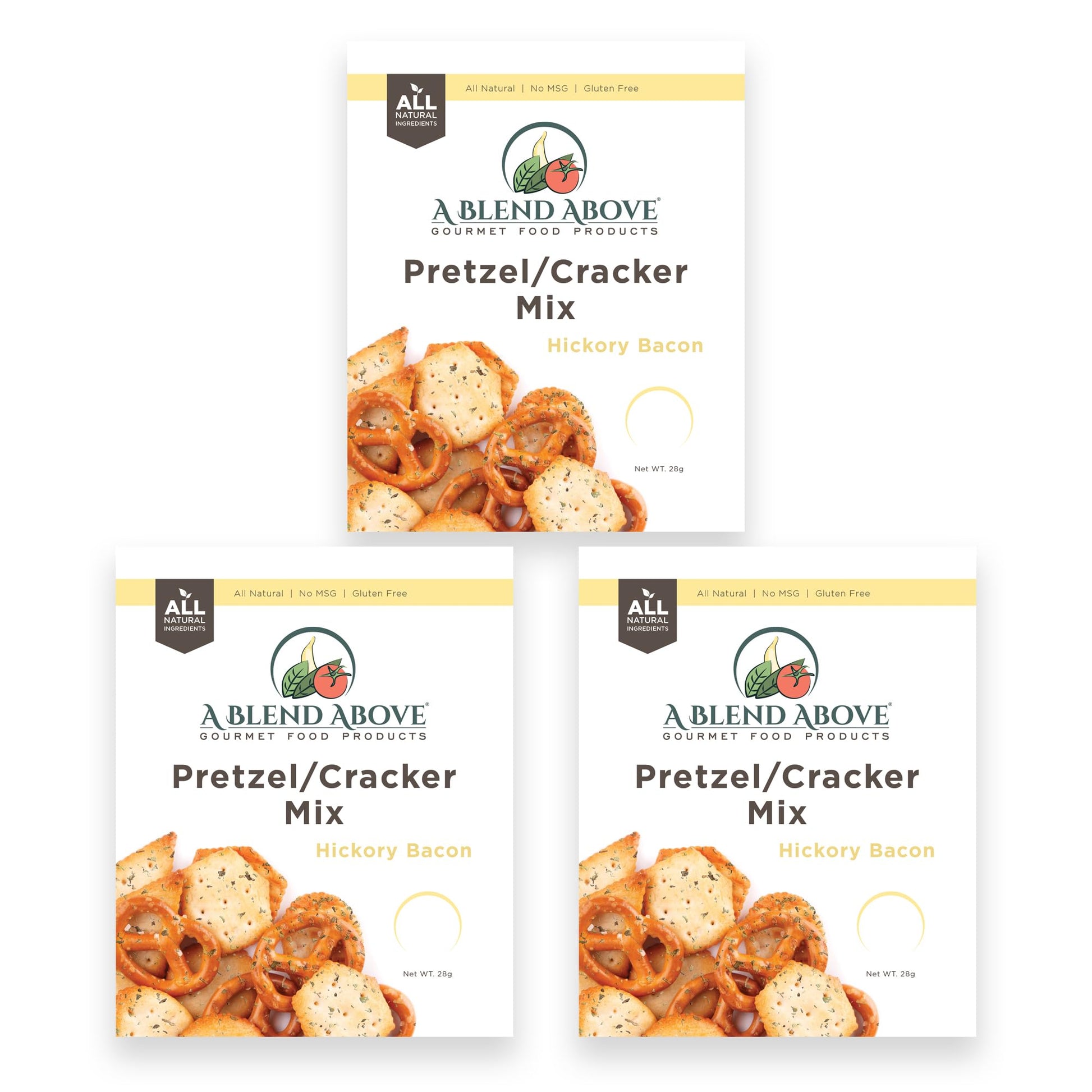 A Blend Above Hickory Bacon Cracker/Pretzel Seasoning, 3 Pack, Gourmet Cracker and Pretzel Seasoning, Easy to Make, Makes 2 Slee