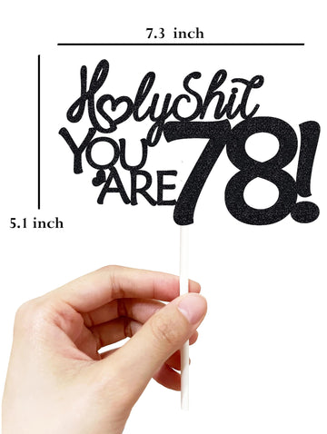78 Cake Toppers, 78 Birthday Cake Toppers-Black Glitter, Funny 78Th Cake Topper For Men For Women, 78Th Birthday Decorations,78T