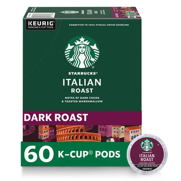 Starbucks K-Cup Coffee Pods, Dark Roast, 100% Arabica, 60 Pods (6 Boxes), Italian Roast