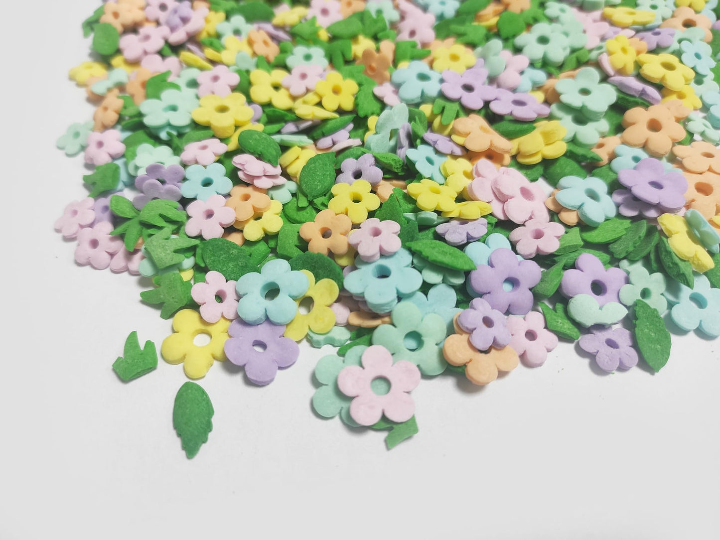 Edible Sugar Colorful Flowers Sprinkles Green Leaf Cake Cupcake Toppers Cookie Decorations Green Grass Sweet Dessert Sprinkle Fo