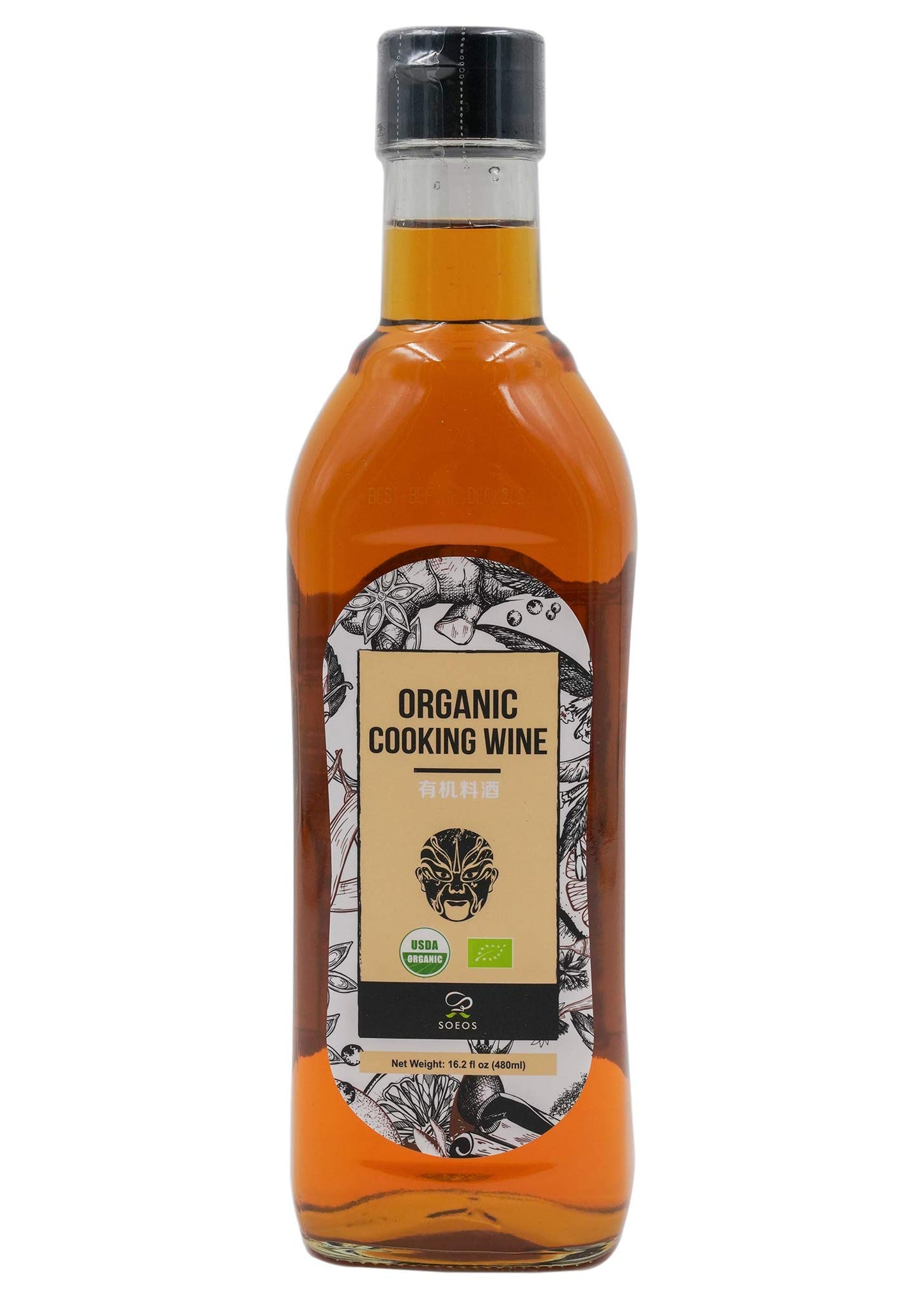 Soeos Organic Cooking Wine, 16.2 Fl Oz, Chinese Shaoxing Style, Pack of 1