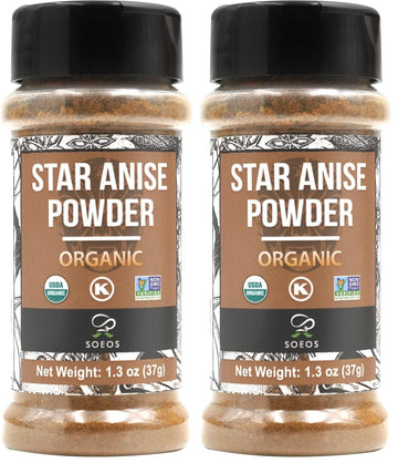 Soeos Organic Chinese Star Anise Powder 1.3 oz (37g), Powder Chinese Star Anise, Dried Anise Star Spice, Star Anise Bulk, Anise 