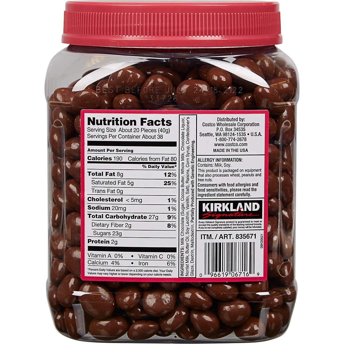 Signature'S Milk, Raisins, (3.4 Lb) (1.5Kg), Chocolate, 548 Oz