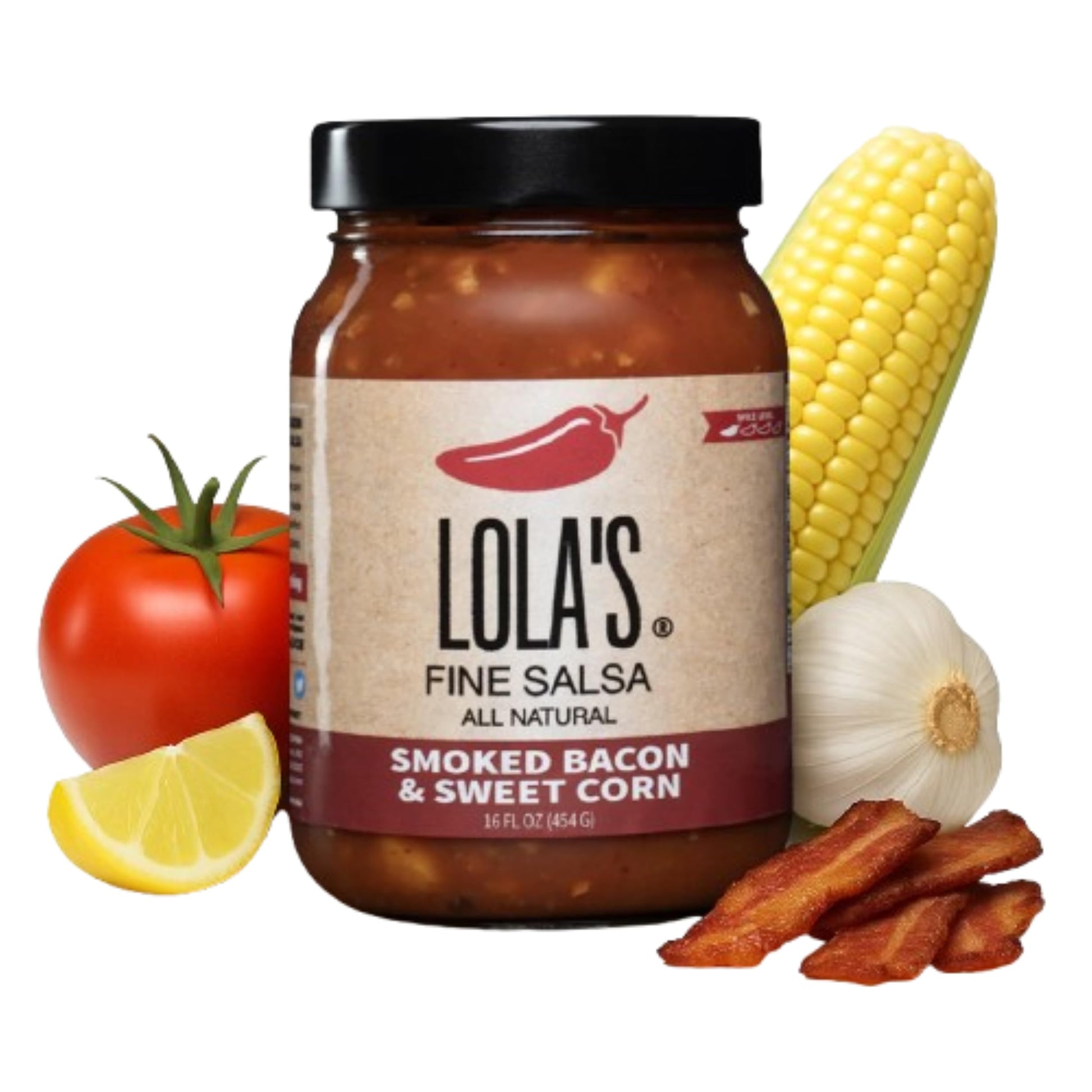 Lola’S Smoked Bacon & Sweet Corn Salsa - Savory, Smoky & Slightlysweet | Made With Iowa Bacon, Sweet Corn & Chipotle Peppers, 16Oz Jar