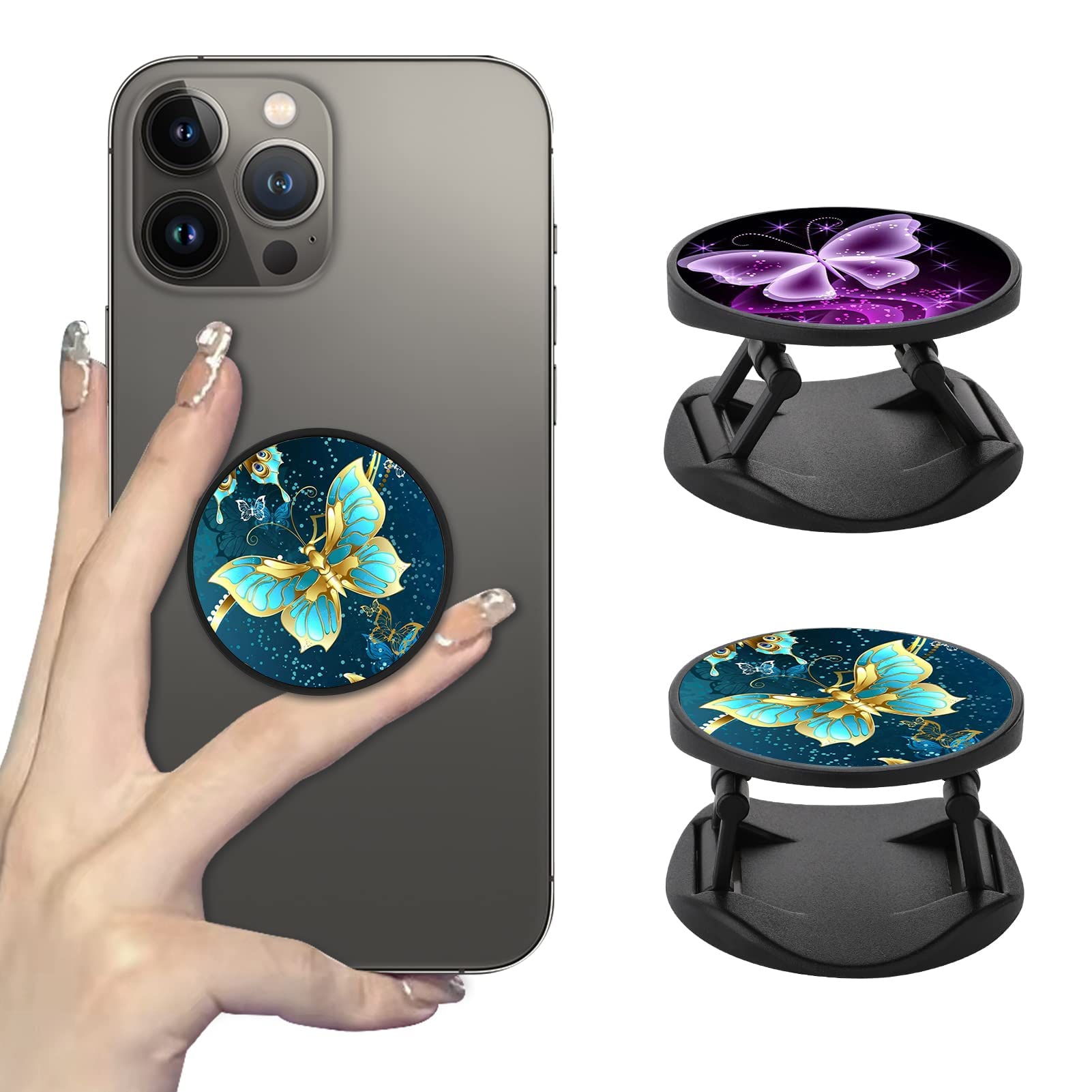 Dabubu 2 Pack Phone Finger Expanding Stand Holder Kickstand Hand Grip Widely Compatible With Almost All Phones And Cases- Purple