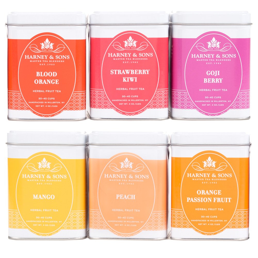 Harney & Sons Fruit Tea Sampler - Six Fruity Flavors, Loose Tea, 4 Ounce (Pack of 6), Model 89005