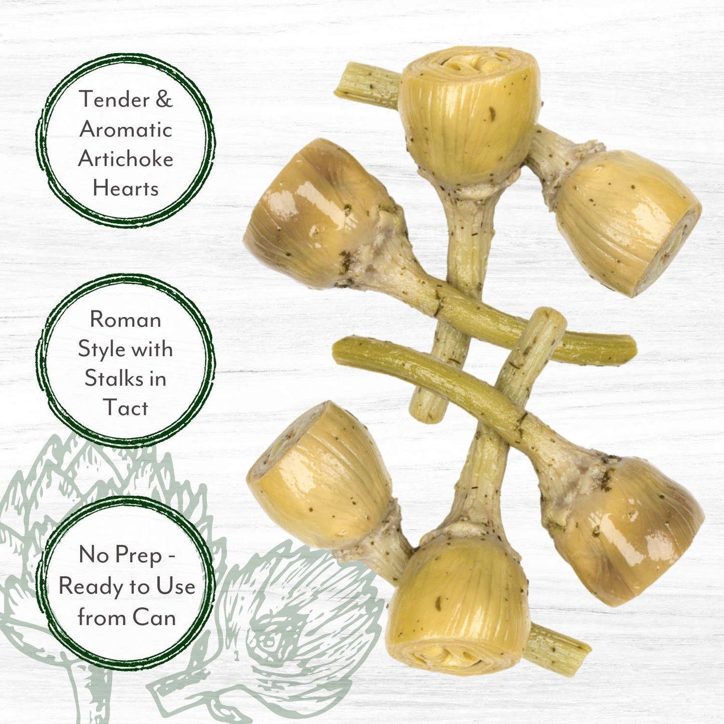 Roland Foods Roman Style Artichoke Hearts With Stalks, Specialty Imported Food, 2 Lb 15.6 Oz