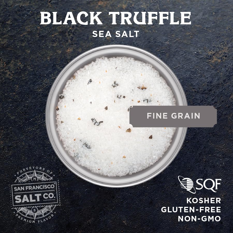 Italian Black Truffle Sea Salt 4 oz. Glass Shaker by San Francisco Salt Company (Pack of 2)