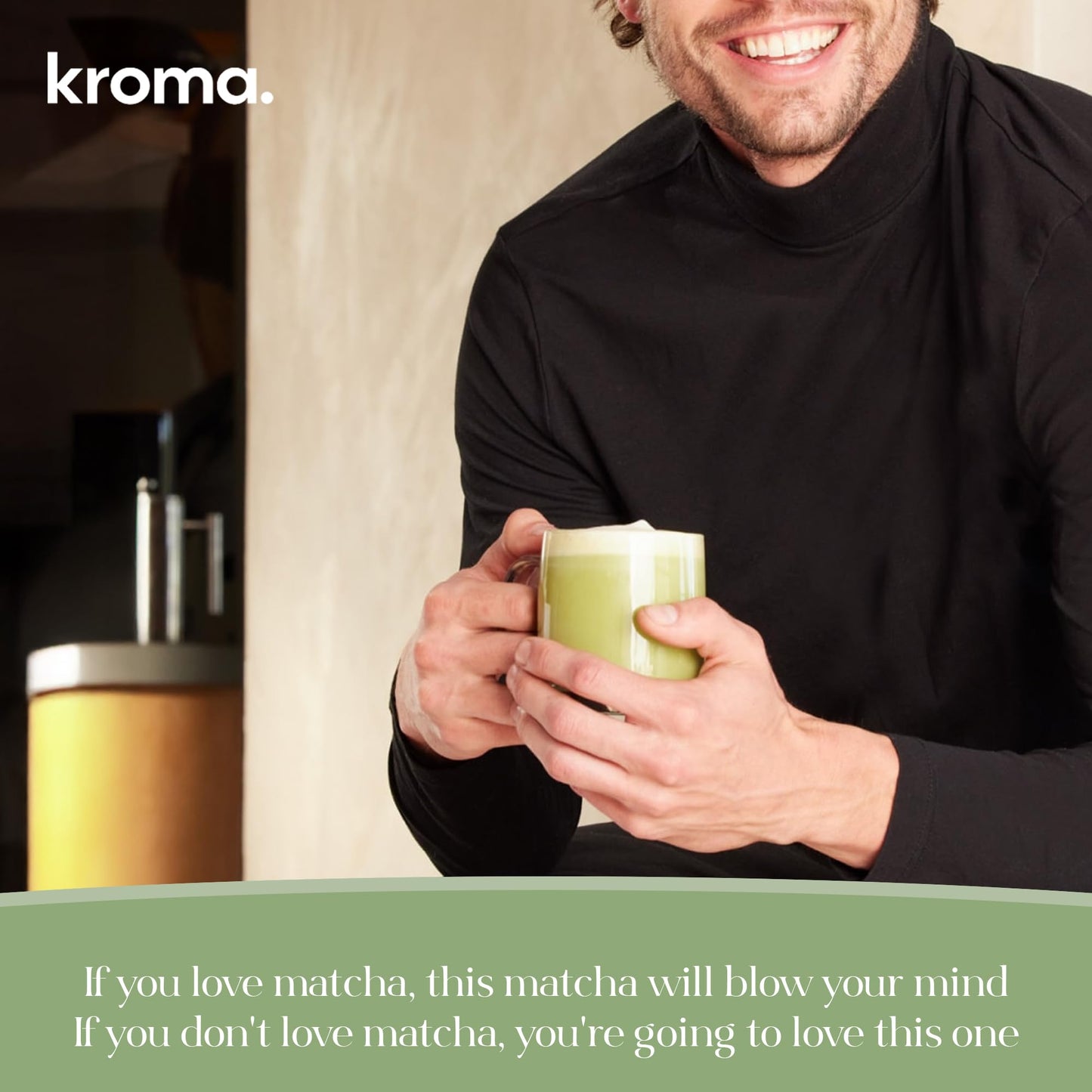 KROMA. Ceremonial Grade Matcha Powder  Gluten Free Green Tea Collagen Powder with Mushrooms  Ginger  Turmeric  L Theanine  Maca  Matcha Latte Powder  Natural Caffeine for Energy Support  60 Servings
