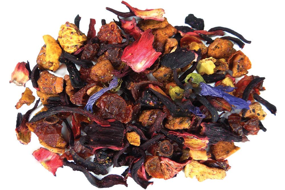 Fusion Teas Blueberry Muffin Hibiscus Herbal Fruit Tea - Caffeine Free Loose Leaf - 5 Oz Pouch