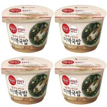 Cupbahn Korean Pre-Cooked Meal with White Rice - 25 Taste by Hetbahn ?? ?? (Seaweed Soup, 4 Bowls)